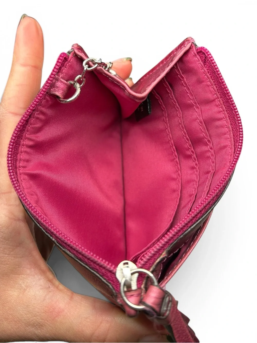 Coach Y2K Metallic Pink Key Pouch Coin Purse Card Holder